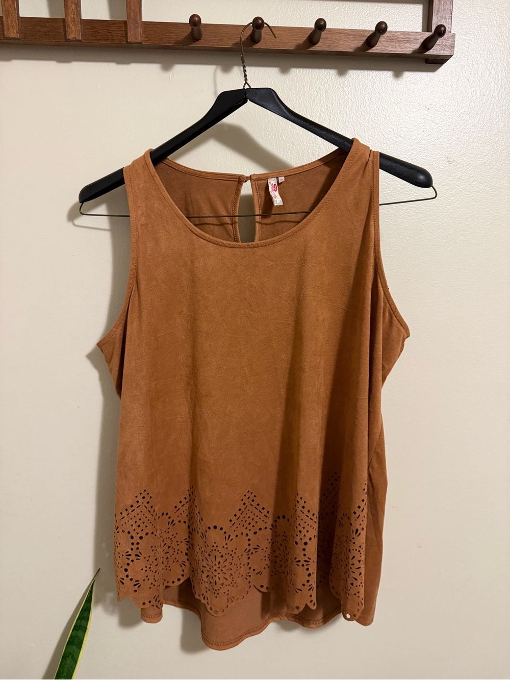 Caramel Color Laser-Cut Sleeveless Tank